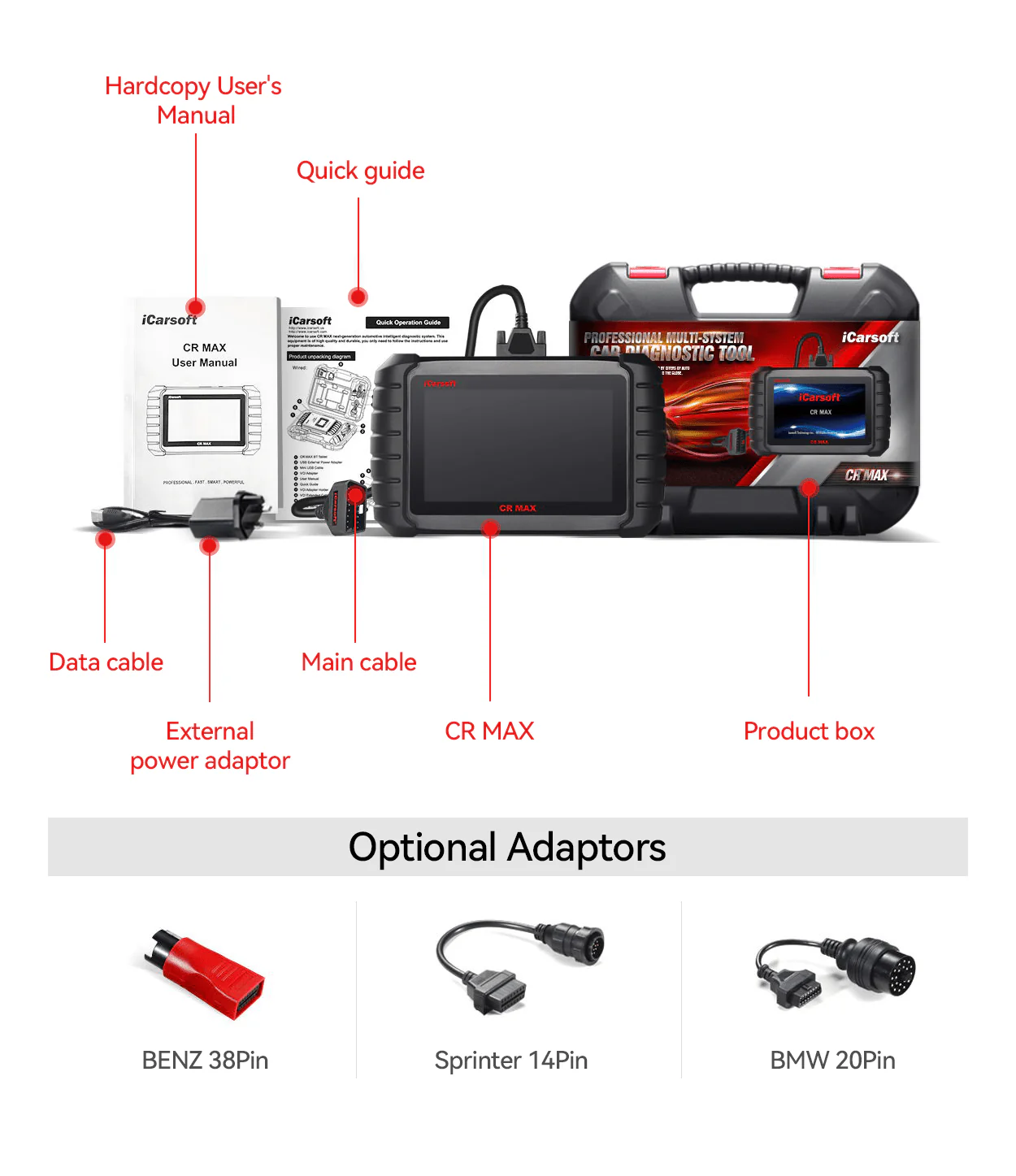 【Diagnosis 99% Car Brands】iCarsoft CR MAX Car Diagnostic Tool - Image 7